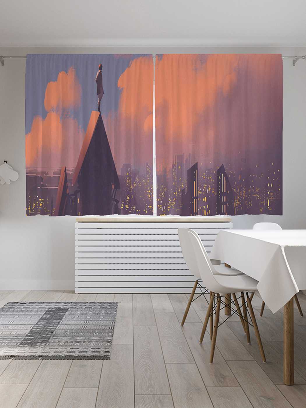 

Классические шторы JoyArty "Наблюдатель на крыше", Oxford DeLux, 2 полотна 145x180 см, Наблюдатель на крыше