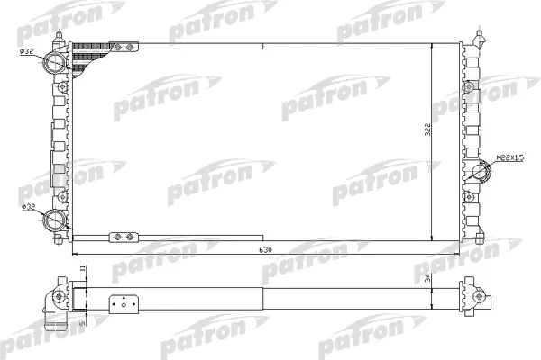 

Радиатор системы охлаждения SEAT: CORDOBA, IBIZA, VW: POLO 1.6-1.9D 93- PATRON PRS3521