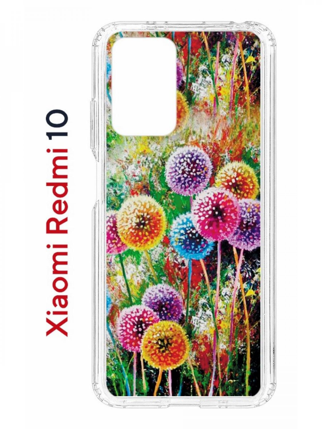 фото Чехол на xiaomi redmi 10/10 prime kruche print одуванчики,противоударный бампер с принтом кruче