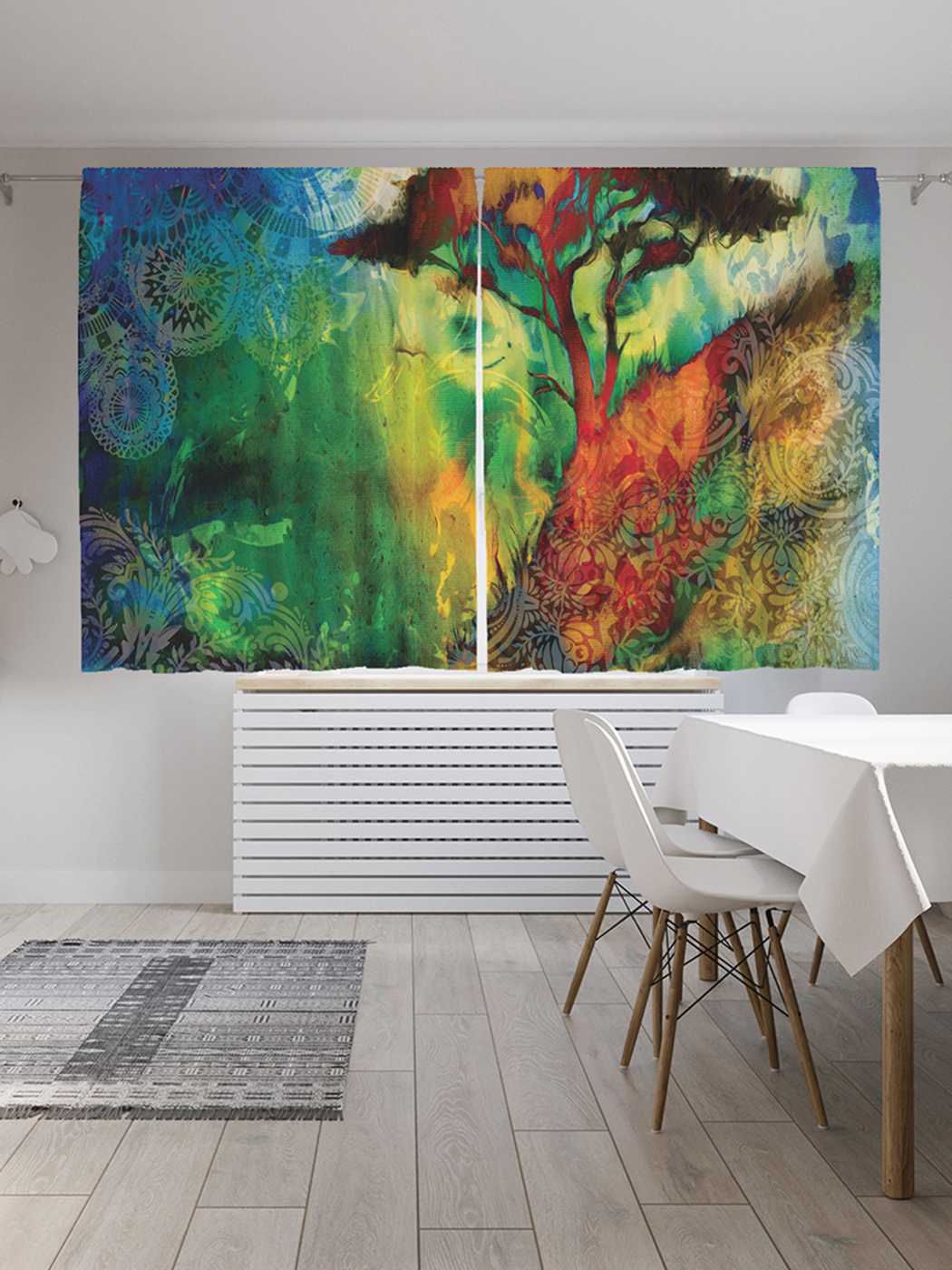фото Классические шторы joyarty "скальное дерево", серия oxford delux, 2 полотна 145x180 см
