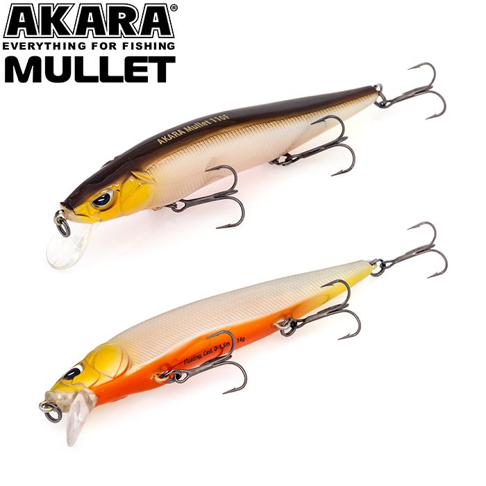 

Воблер Akara Mullet 110F 14 гр 1/2 oz 4,3 in A76, Разноцветный, Mullet