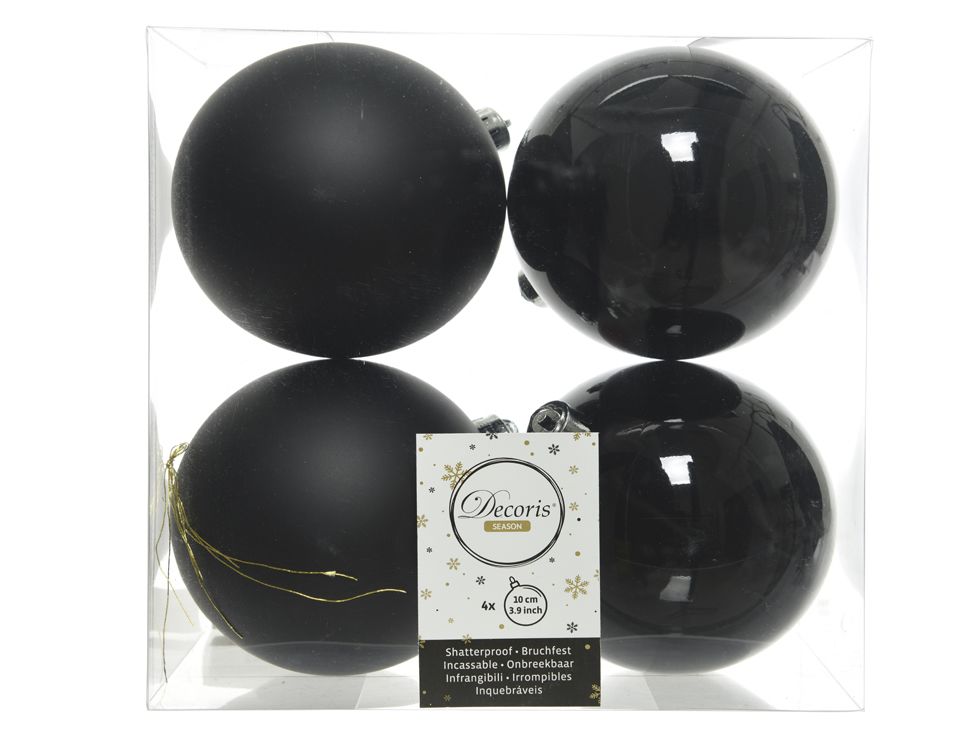 фото Набор шаров на ель kaemingk 167091 10 см черный 4 шт.