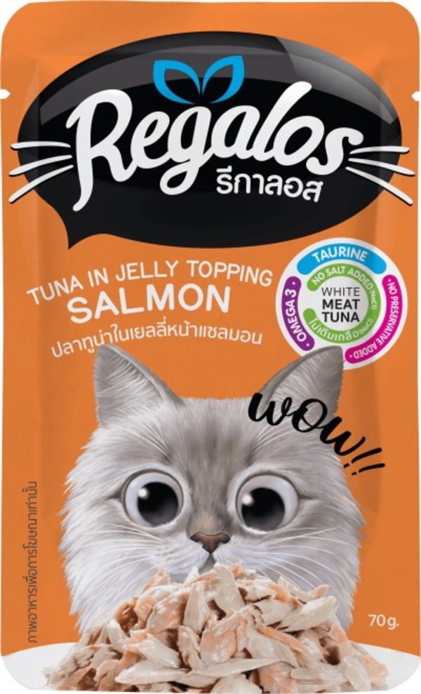 

REGALOS 70 гр пауч для кошек тунец с лососем в желе 1х12 2 шт, REGALOS 70 гр пауч для кошек тунец с лососем в желе 1х12 (2 шт)