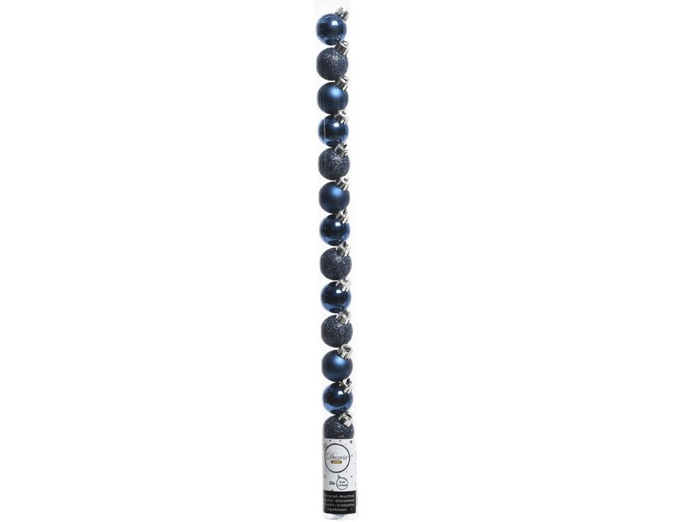 фото Набор шаров на ель kaemingk 166928 3 см синий 15 шт.