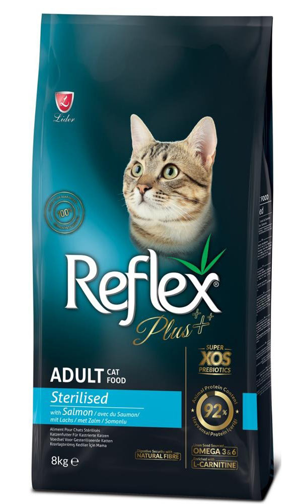 REFLEX PLUS Sterilised Adult Cat Food Salmon 8 кг сухой корм для стерилизованных кошек с л