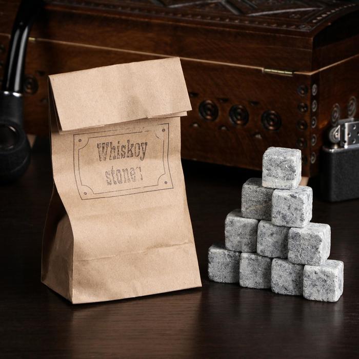 фото Камни для виски "whiskey stones", в крафт пакете, 10 шт nobrand