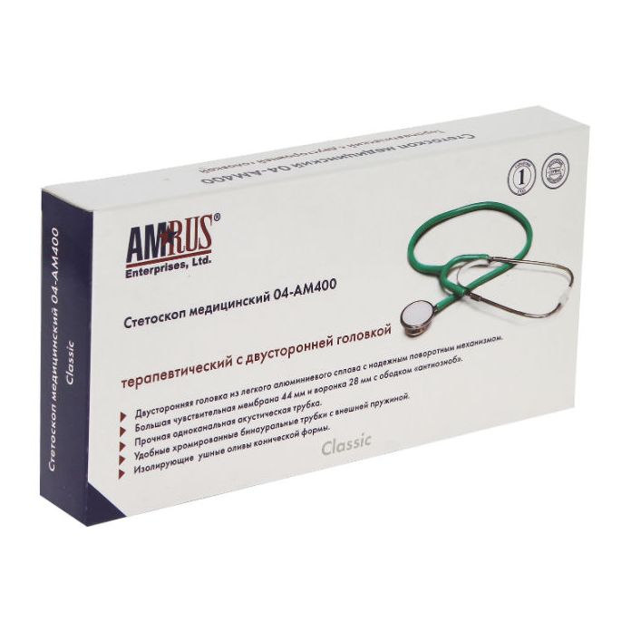 Купить Стетоскоп Amrus 04-АМ400 GR медицинский терапевтический зеленый, Amrus Enterprises