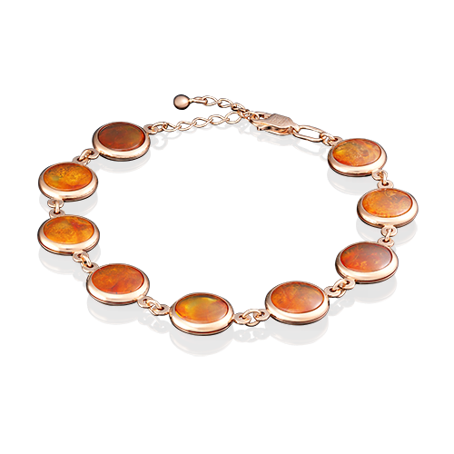 Браслет из золота р.17 PLATINA jewelry 05-0549-00-271-1110-46, янтарь