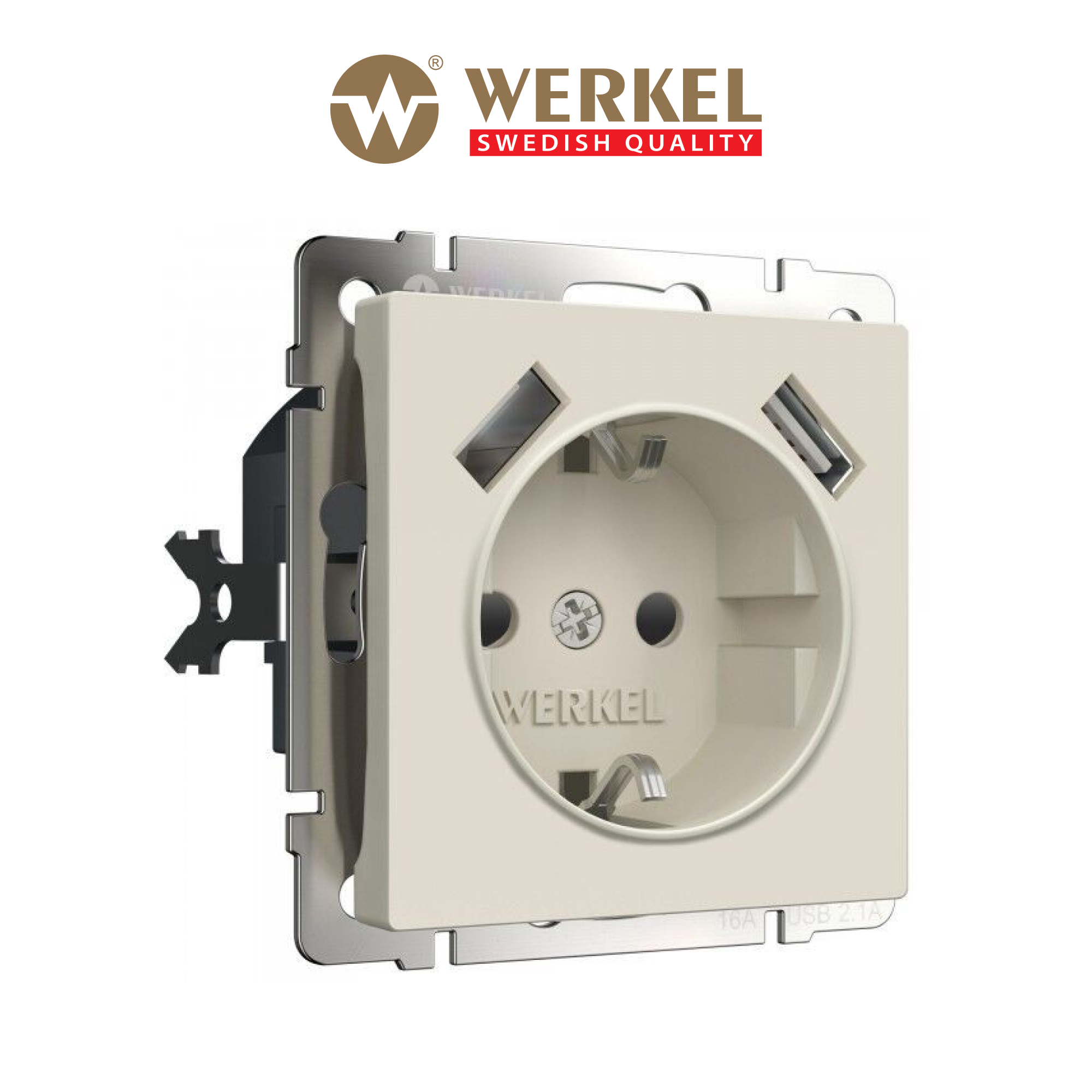 

Встраиваемая розетка Werkel W1171562 айвори матовый с заземлением, шторками и USBх2 16 А, Бежевый, Розетка с заземлением, шторками и USBх2