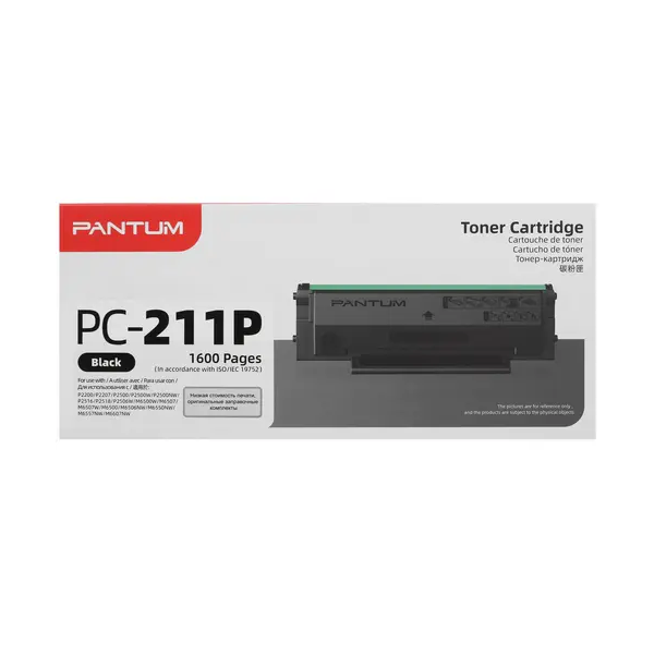 

Картридж для лазерного принтера Pantum PC-211p Cartridge Black, оригинальный, Черный, PC-211p Cartridge