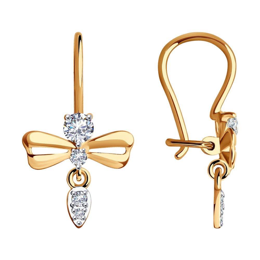 

Серьги подвески из красного золота SOKOLOV 029481, фианит, 029481