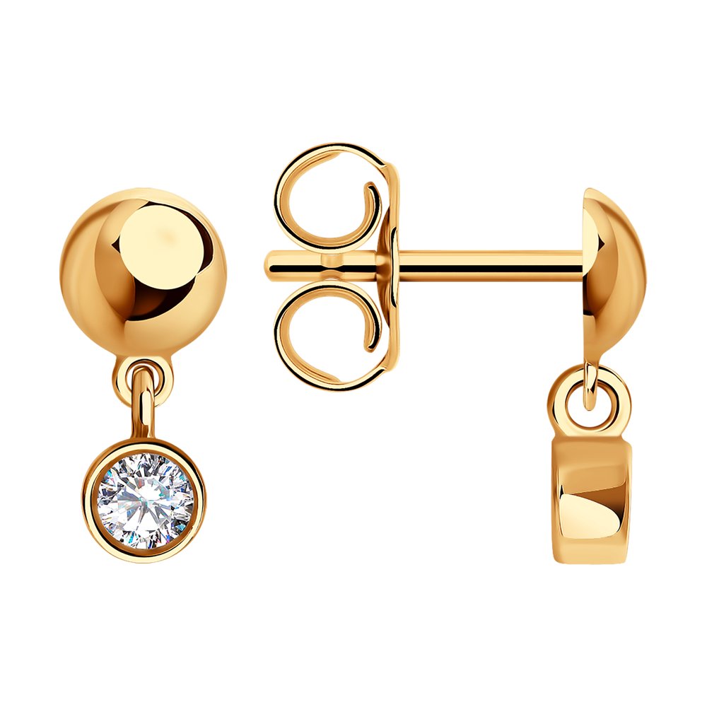

Серьги подвески из красного золота SOKOLOV 029467, фианит, 029467