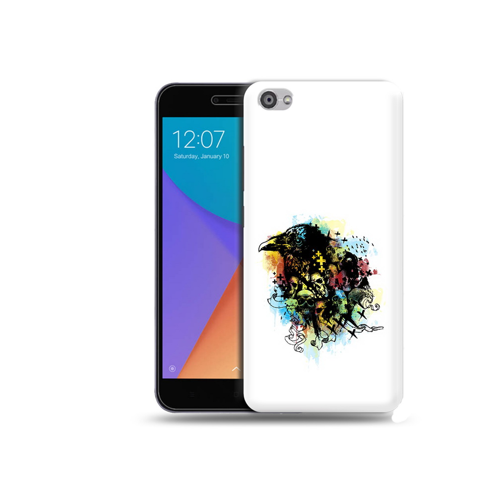 

Чехол MyPads Tocco для Xiaomi Redmi Note 5A ворон и черепа (PT75665.324.273), Прозрачный, Tocco