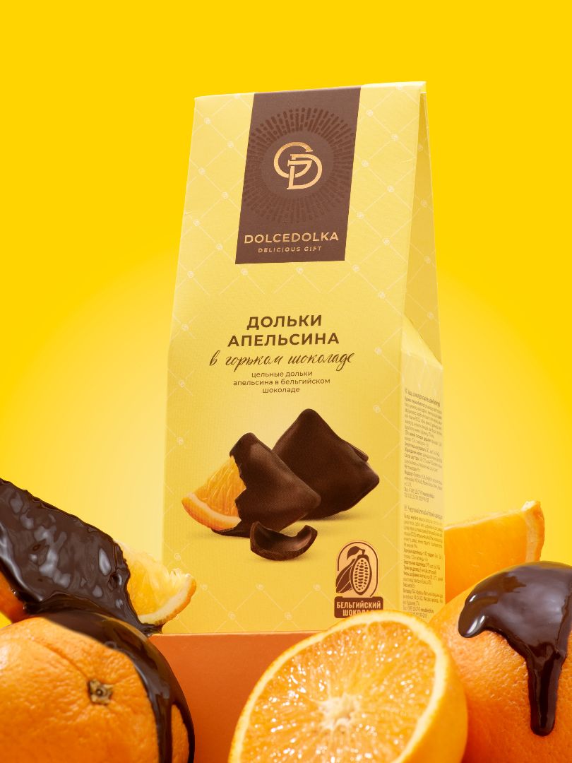 Конфеты Dolcedolka Дольки апельсина в горьком шоколаде 95 г