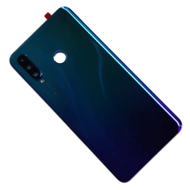 Задняя крышка для Huawei P30 Lite (MAR-LX1M) со стеклом камеры <синий> (OEM)