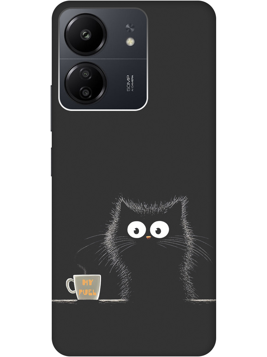 

Силиконовый чехол на Xiaomi Redmi 13C / Poco C65 с принтом "Котик и кофе" матовый черный, Черный;белый;коричневый, 777767712