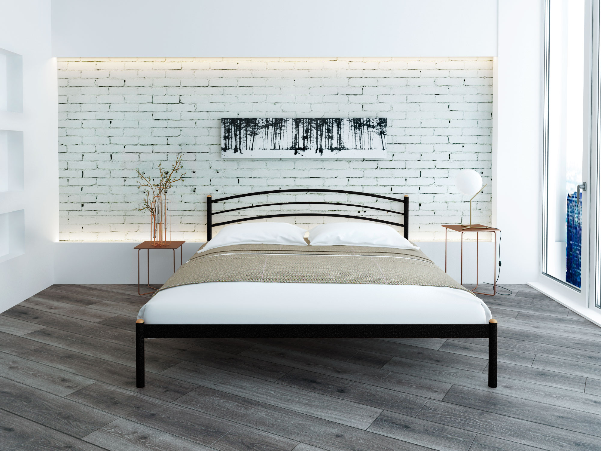

Металлическая двуспальная кровать Alitte Benita 160х200 см черный, Benita