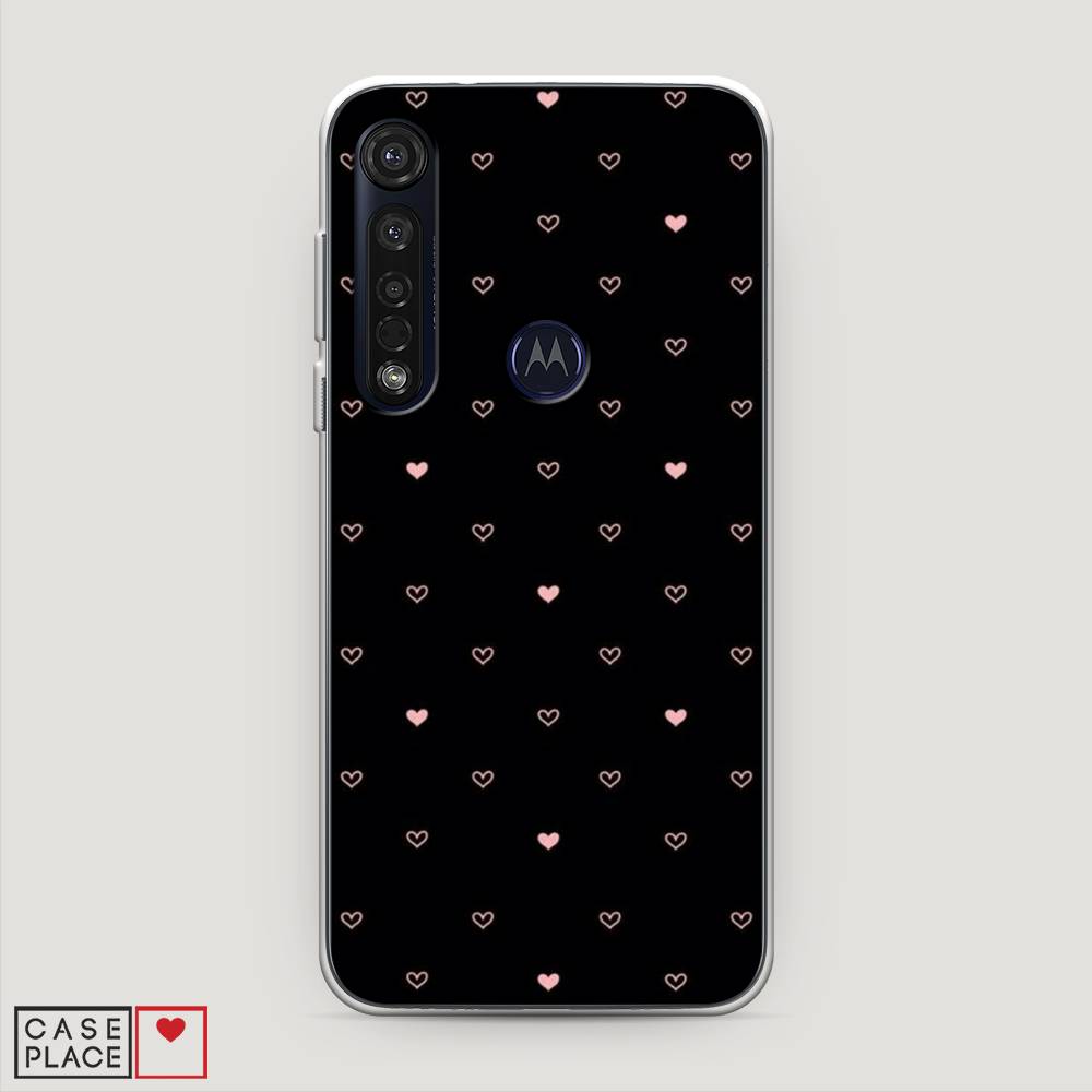 

Чехол Awog на Motorola Moto G8 Plus "Черный фон и сердечки", Разноцветный, 241450-3