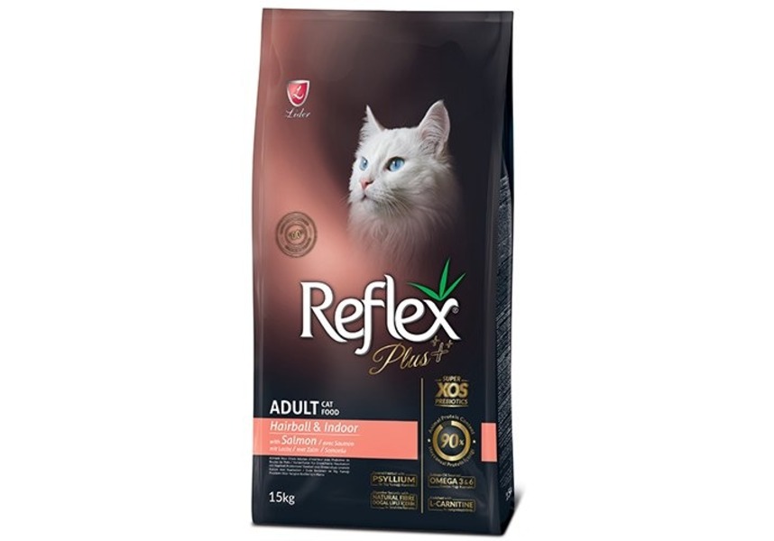 REFLEX PLUS Adult Cat Food Hairball Salmon 15 кг сухой корм для кошек для выведения шерсти