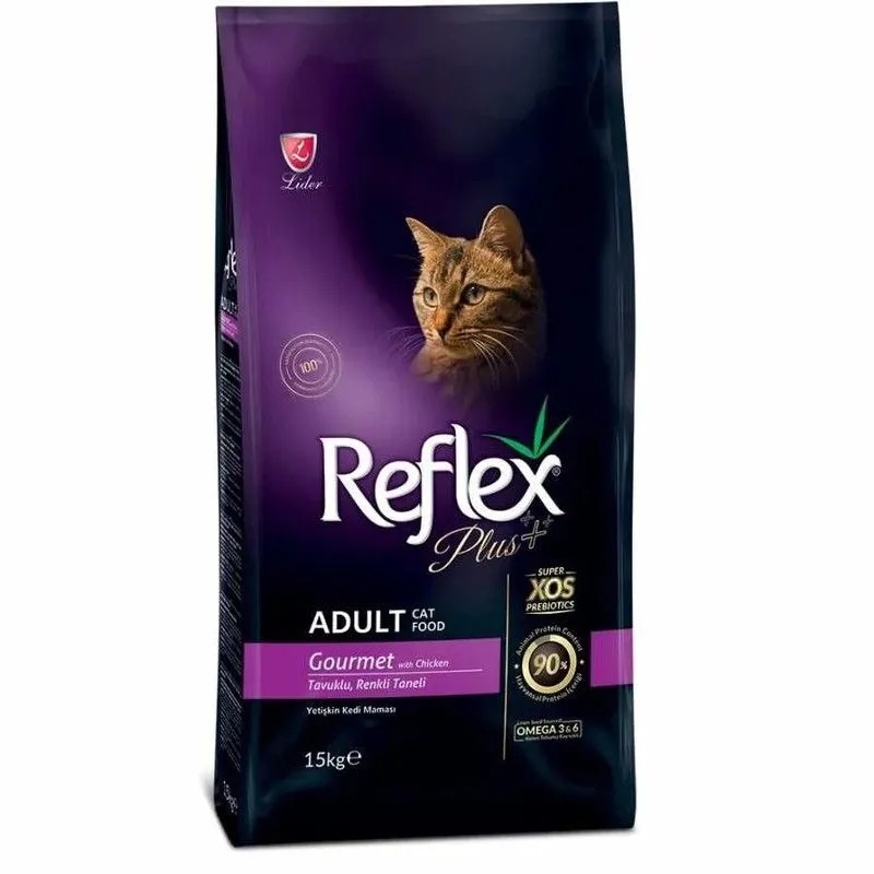 

Сухой корм для кошек REFLEX PLUS Adult Cat Gourmet Multicolor с цветными гранулами, 15 кг, REFLEX PLUS Adult Cat Food Gourmet Multicolor 1,5 кг сухой корм для кошек с цветными гранулами 1х12, 87012