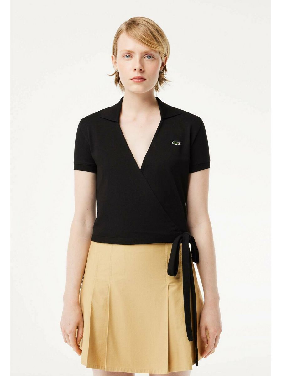 

Футболка женская Lacoste LA221D0C7 черная 40 EU, Черный, LA221D0C7