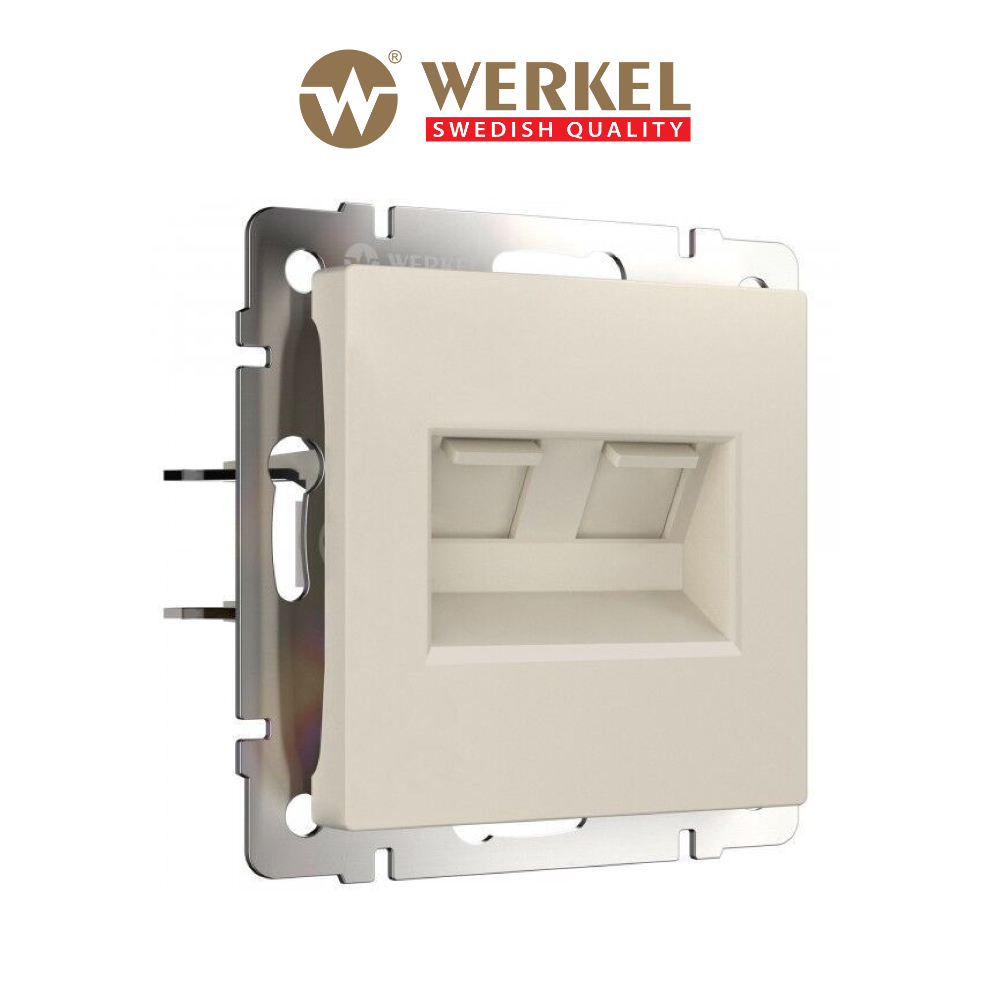 фото Встраиваемая двойная розетка ethernet rj-45 werkel w1181162 айвори матовый