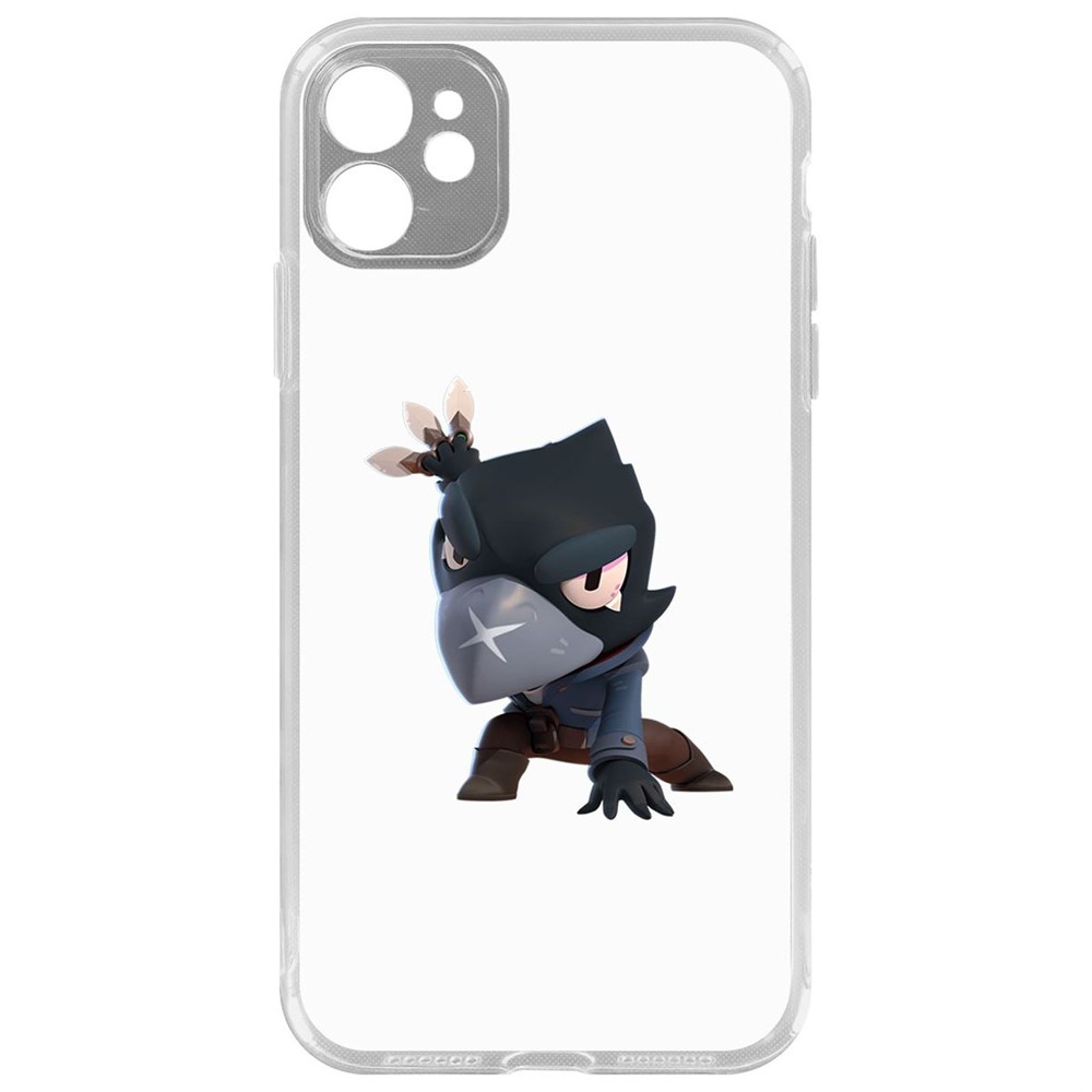 

Чехол-накладка Brawl Stars-Ворон для iPhone 11 с защитой камеры, Прозрачный