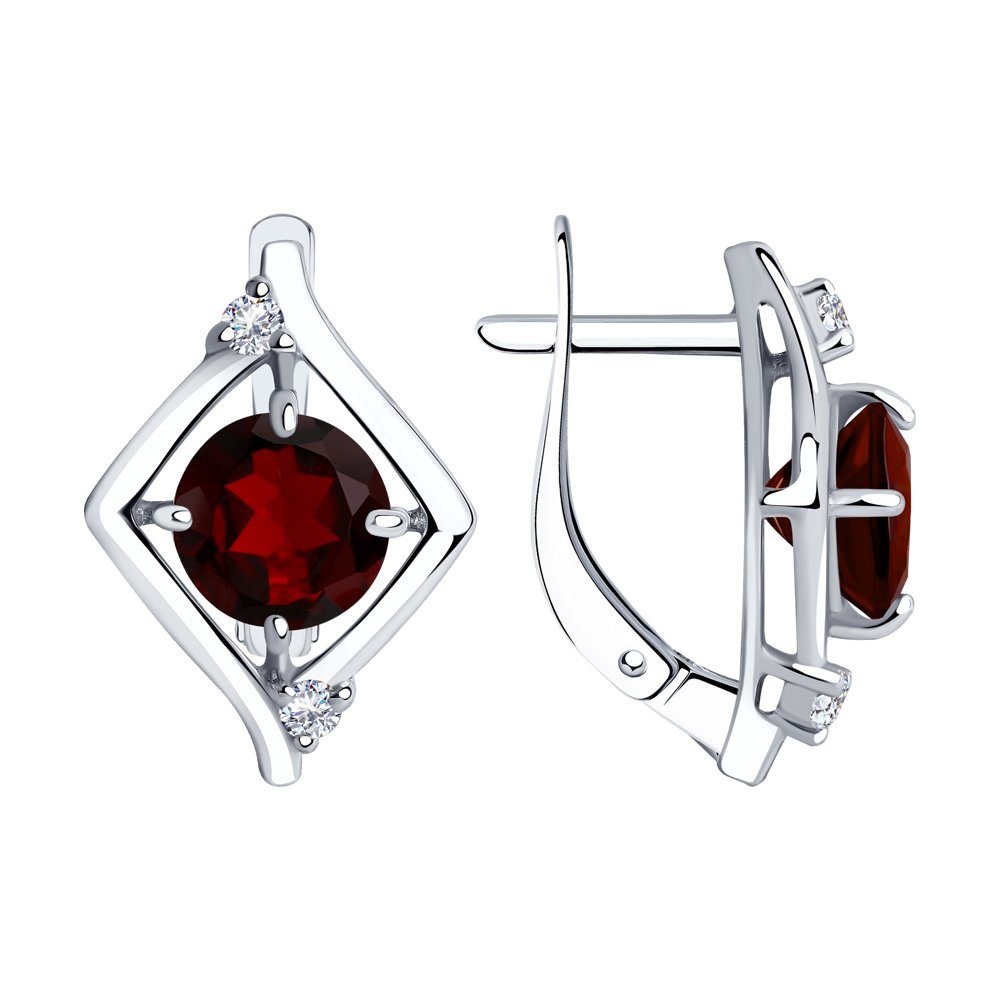 

Серьги из серебра Diamant 94-320-00603-3, гранат/фианит, 94-320-00603-3
