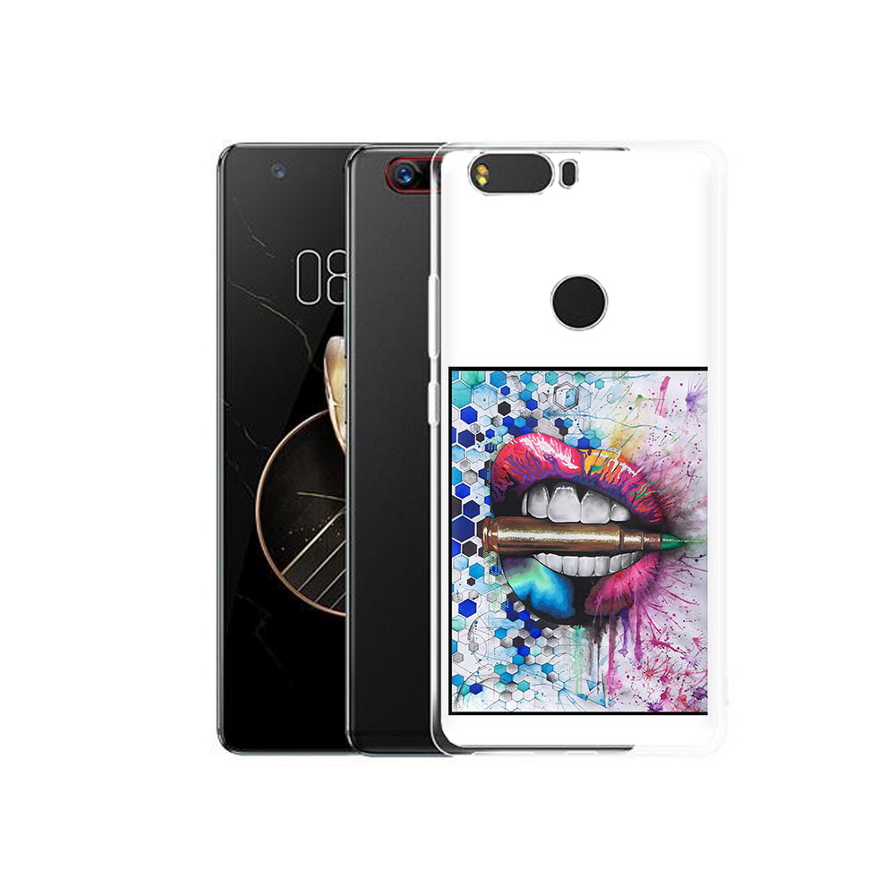 

Чехол MyPads Tocco для ZTE Nubia Z17 разноцветные губы с пулей (PT75244.452.571), Прозрачный, Tocco