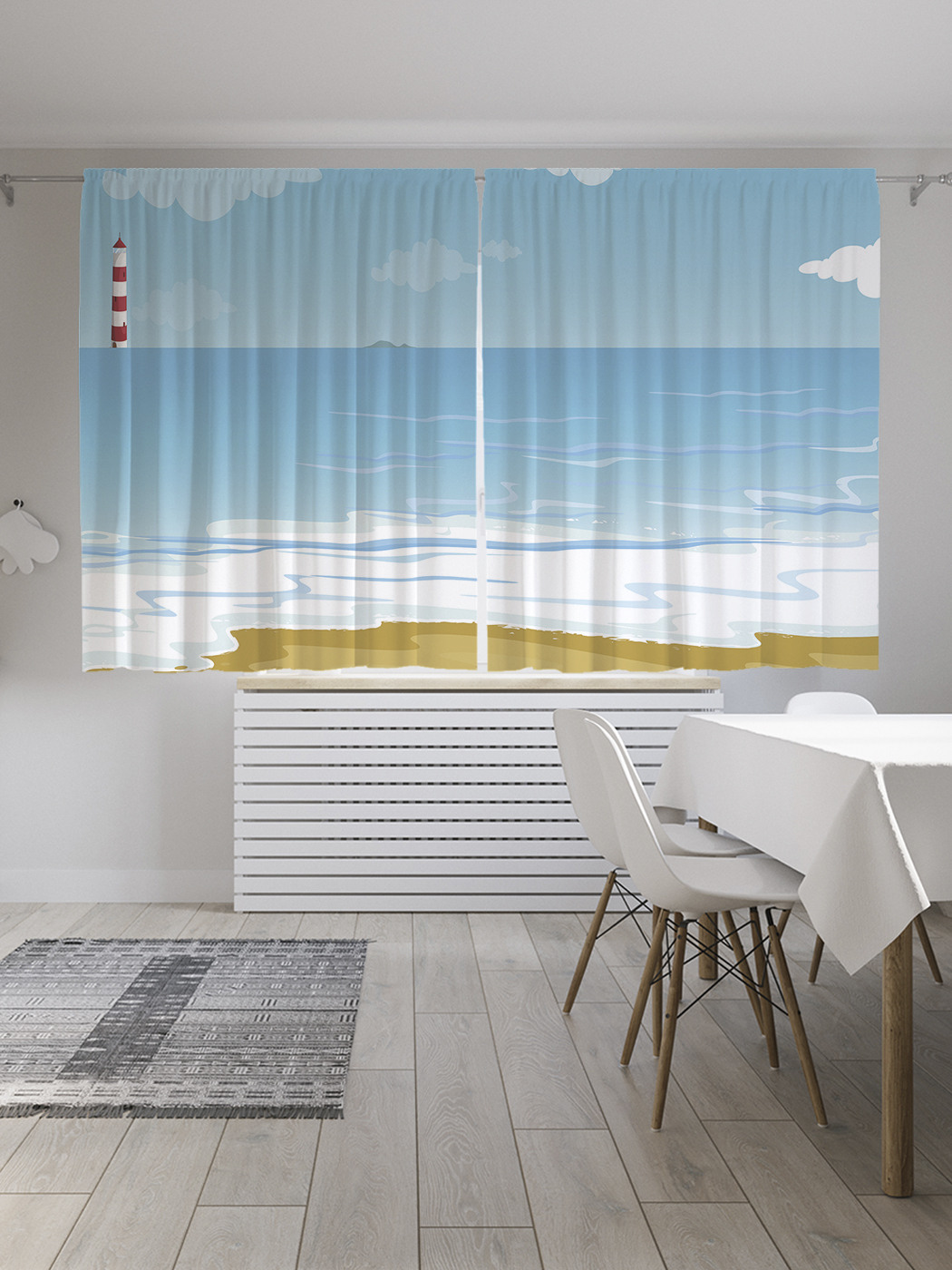

Шторы JoyArty с фотопечатью "Маяк в море" из сатена, 290х180 см, Маяк в море