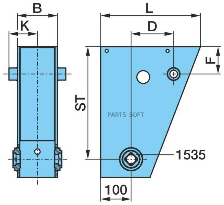 

05.375.68.90.0_Кроншт подвески BPW / приварной к раме_100mm-O30_h-370 / 05.375.68.90.0