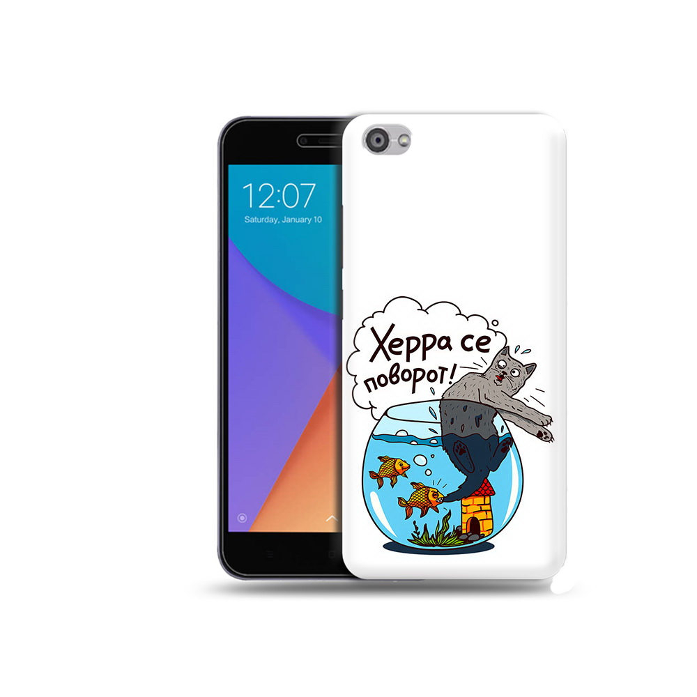 

Чехол MyPads Tocco для Xiaomi Redmi Note 5A Рыбы с котом (PT75665.324.149), Прозрачный, Tocco