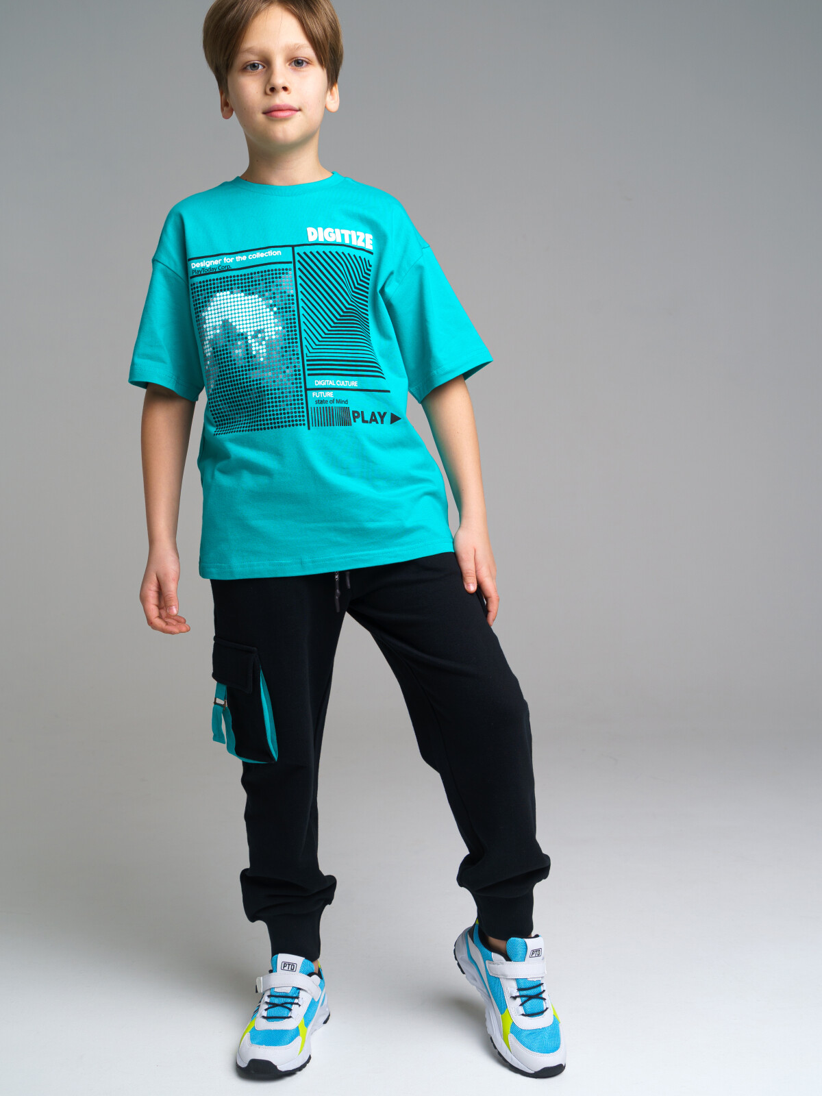 

Футболка детская PlayToday 12311121, цвет темно-зеленый, размер 134, 12311121