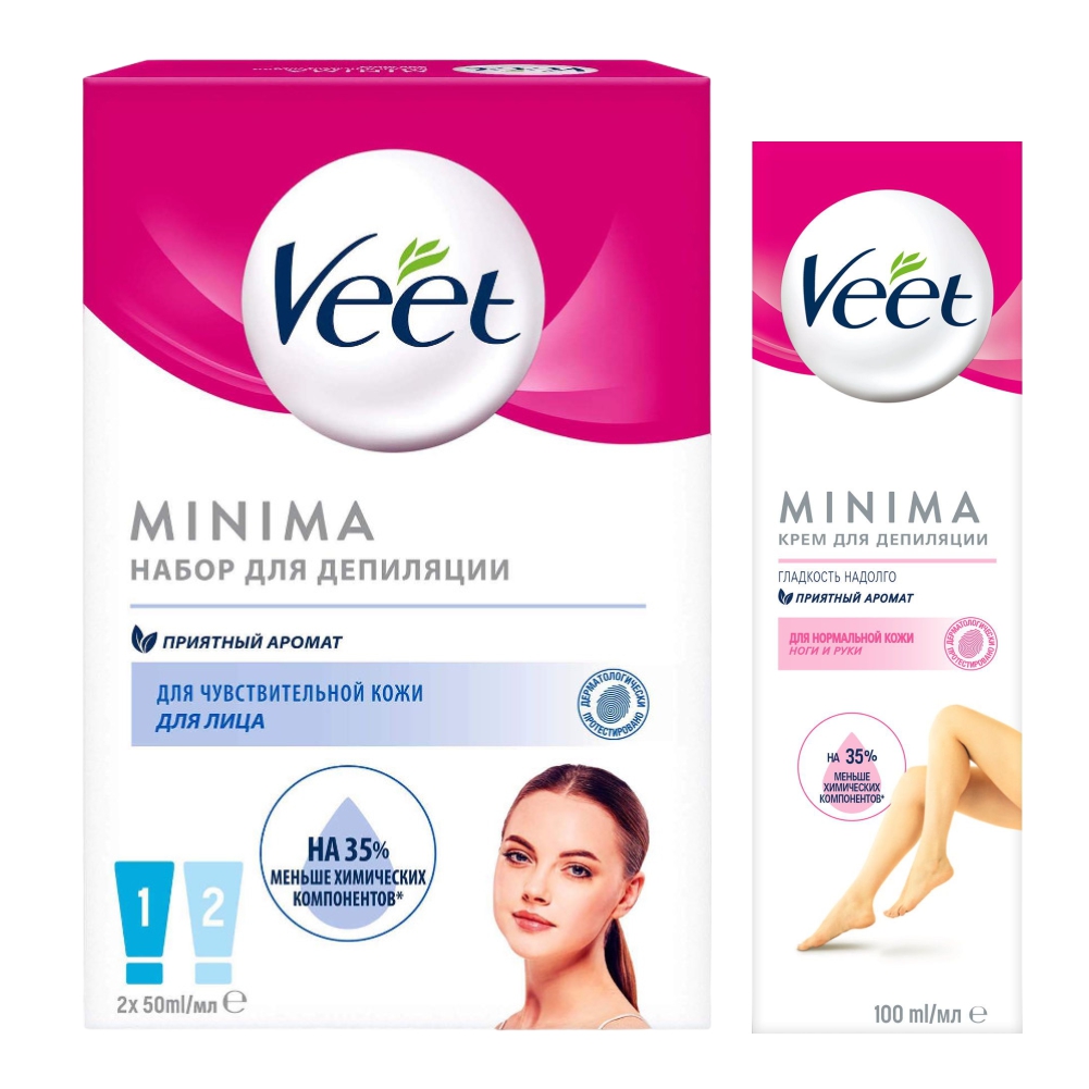 Набор Veet Крем для депиляции Minima 100 мл Набор для депиляции зоны лица