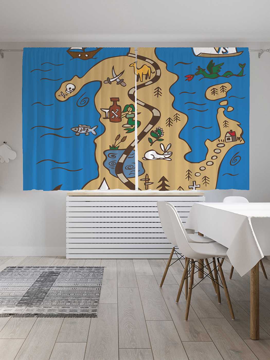 фото Шторы joyarty с фотопечатью "маршрут к цели" из сатена, 290х180 см