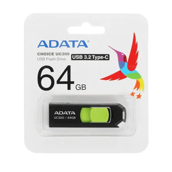 Карта памяти A-DATA USB Гб UC300 (ACHO-UC300-64G-RBK/GN)