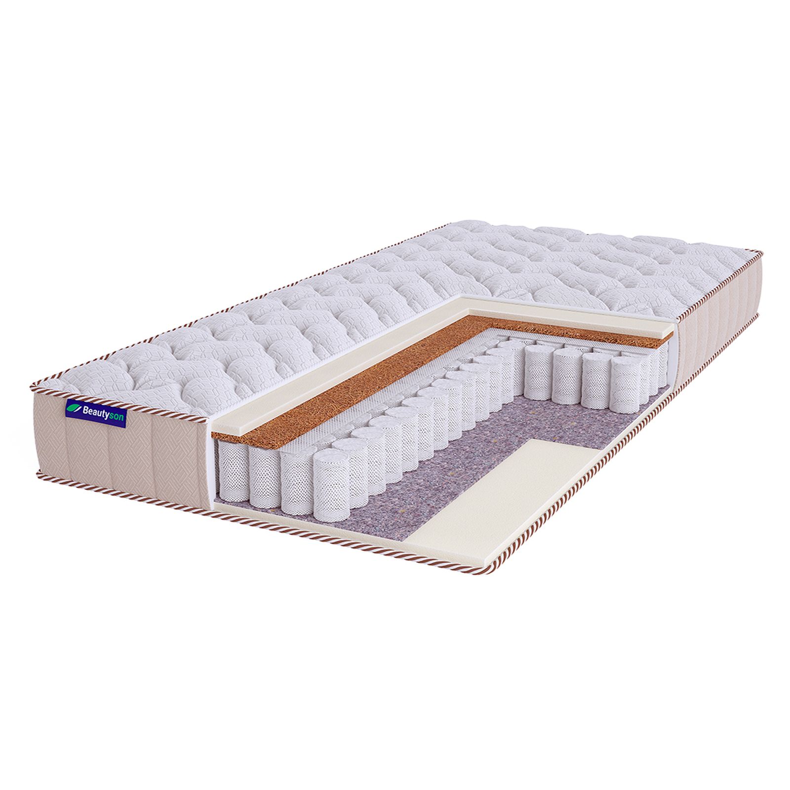 

Матрас Beautyson Roll Spring Soft Cocos S600 Lux, 165х140, 20 см, пружинный, Белый, Roll Spring Soft Cocos S600 Lux