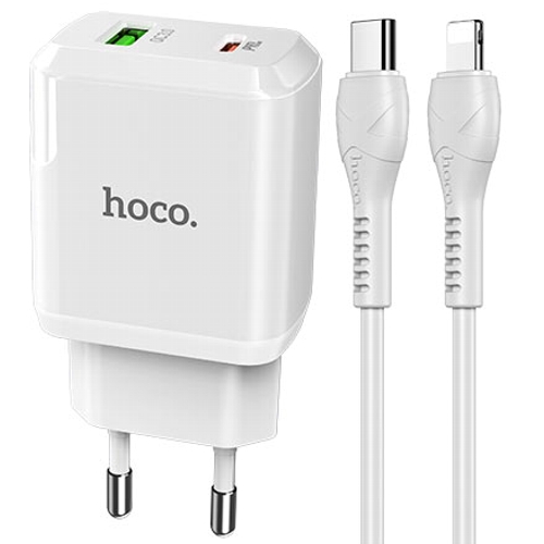 

Сетевой адаптер питания Hoco N5 White зарядка QC30 белый