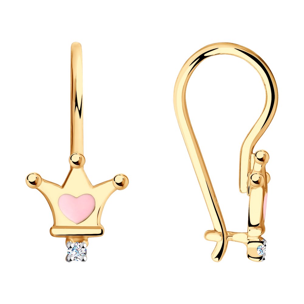 

Серьги из красного золота с фианитом/эмалью Diamant 51-120-00685-1, 51-120-00685-1