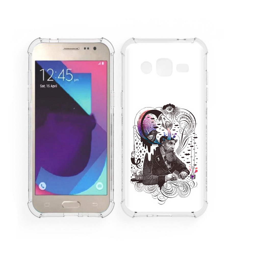 

Чехол MyPads Tocco для Samsung Galaxy J2 абстракция думающий мужчина (PT226924.572.210), Прозрачный, Tocco