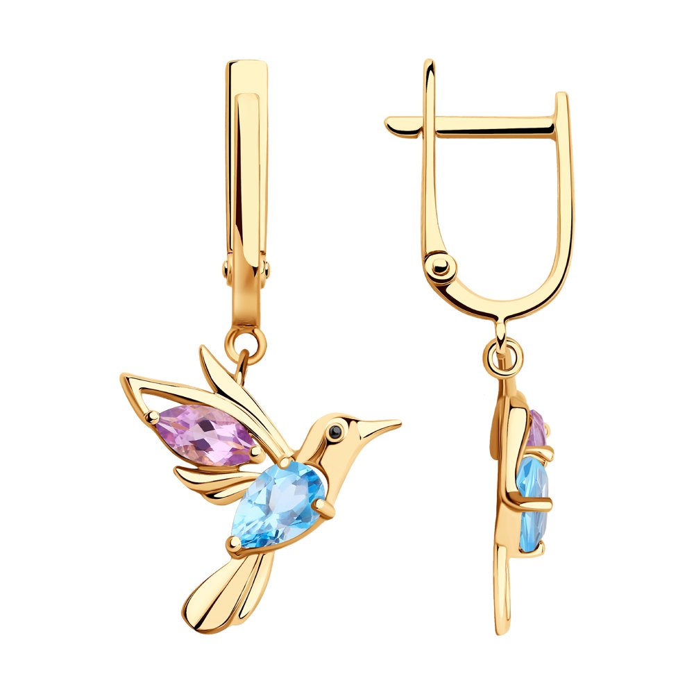 

Серьги из красного золота с топазом/аметистом Diamant 51-321-01311-3, 51-321-01311-3