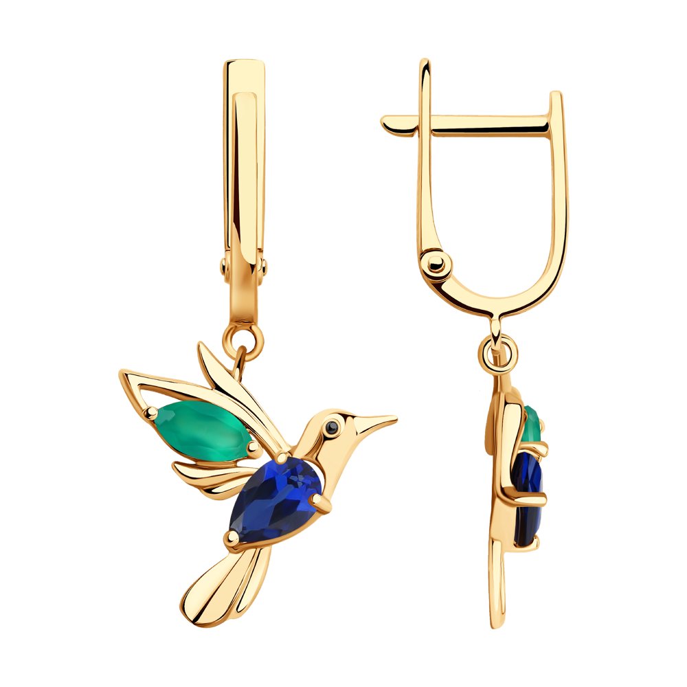 

Серьги из красного золота с агатом/корундом искусственным Diamant 51-321-01311-4, 51-321-01311-4