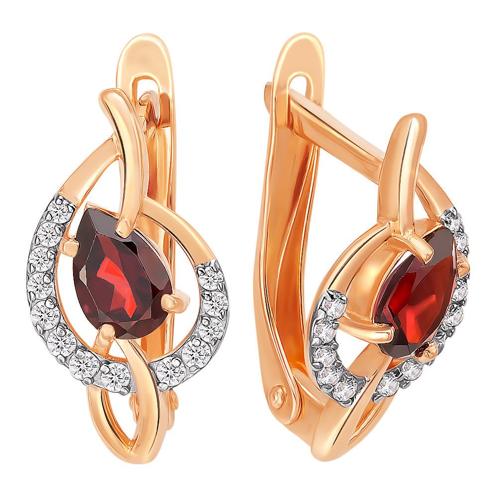 

Серьги из красного золота с гранатом, фианитом 585Gold 202005577, 202005577