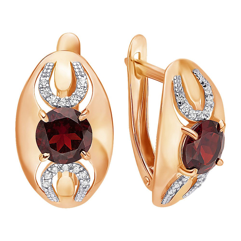 

Серьги из красного золота с гранатом, фианитом 585Gold 202005531, 202005531