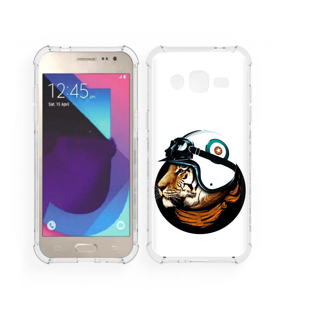 

Чехол MyPads Tocco для Samsung Galaxy J2 Тигр в шлеме (PT226924.572.171), Прозрачный, Tocco