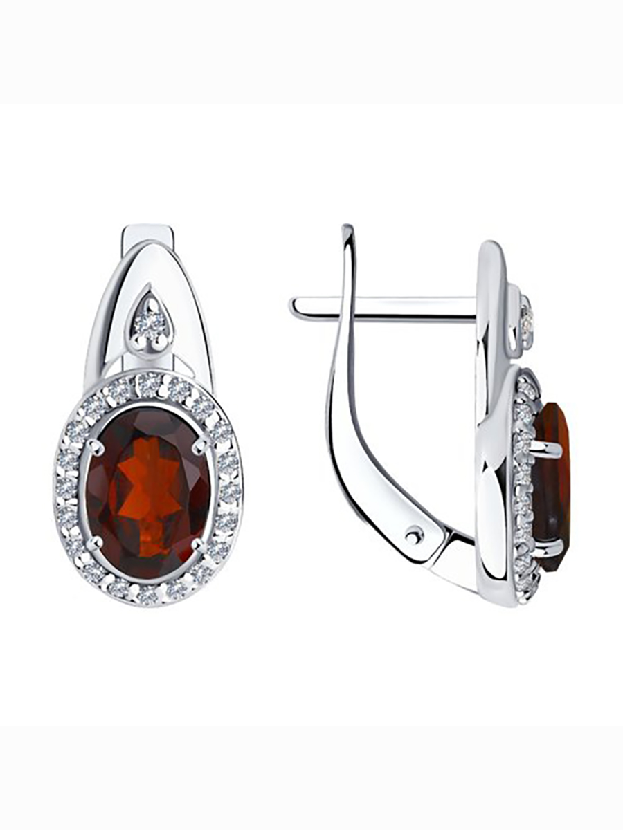 

Серьги из серебра 585Gold 702009271, гранат/фианит, 702009271