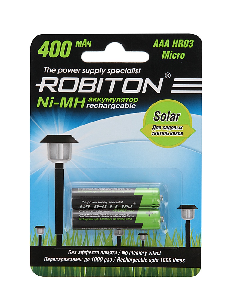 фото Аккумулятор robiton aaa solar 400mhaaa-2 13904 bl2 (2 штуки)