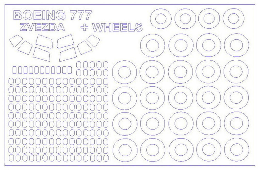 14362KV Окрасочная маска Boeing 777-300ER  маски на диски и колеса для моделей фирмы ZVEZD