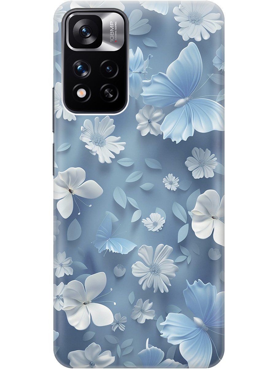 

Силиконовый чехол на Xiaomi Redmi Note 11 Pro+ 5G, Xiaomi 11i с принтом "Голубые бабочки", Прозрачный;белый;голубой, 741736410