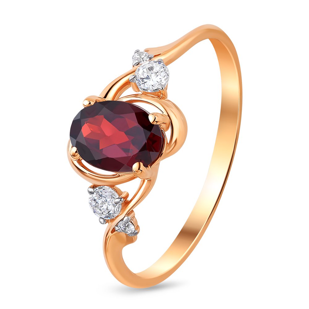 

Кольцо женское из красного золота с гранатом, фианитом 585Gold 201011651, р, 201011651